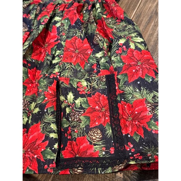 NWT Girls Christmas Poinsettia Print Dress & Bloomers Set 7/8 - Picture 4 of 9